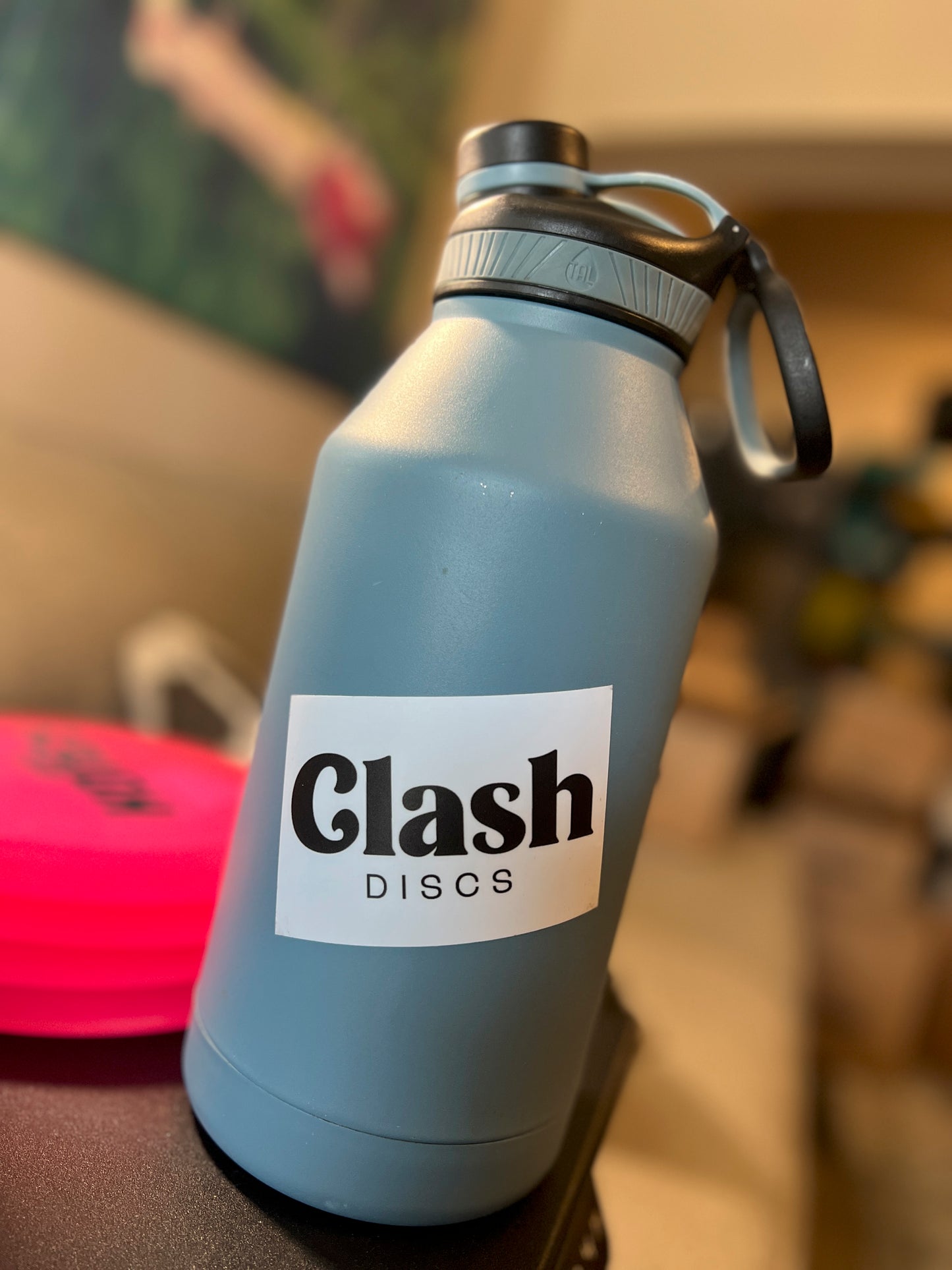 Clash Discs sticker on water bottle